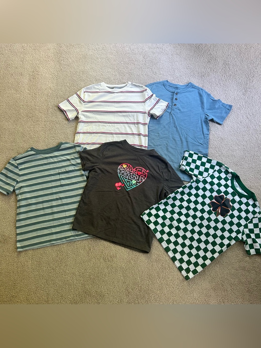 Set of 5 youth boys 10-12 t-shirts gap kids cat & jack old navy shamrock